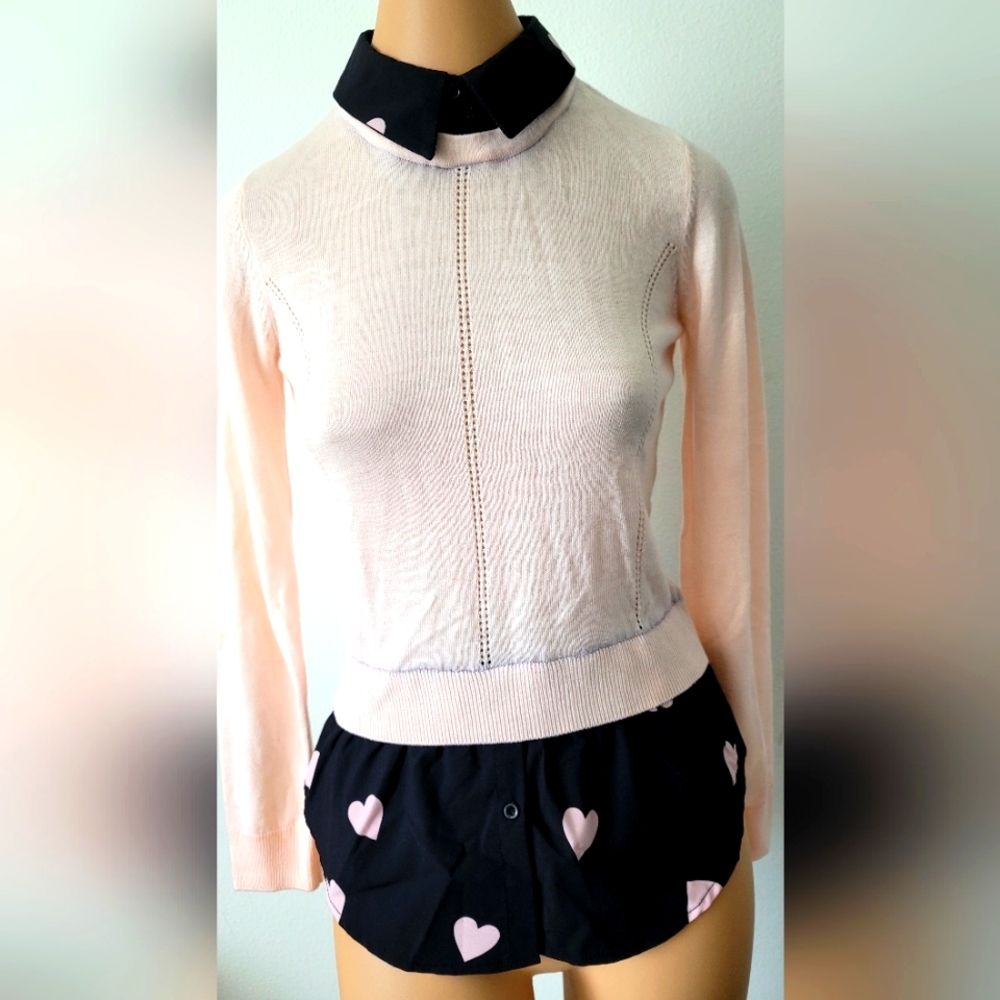 ❤️ Maison Jules Pink/ Black Print Blouse/ Top Size XSmall 3 For $15